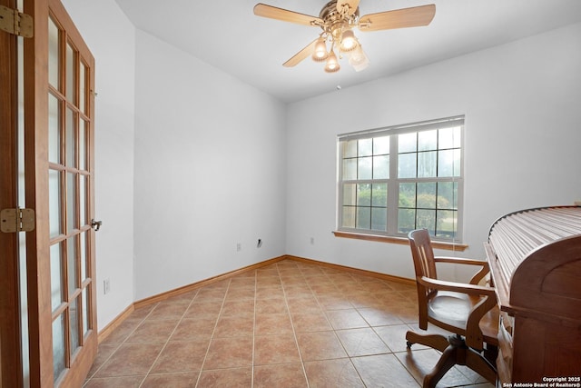14053 Huber, Seguin, TX 78155 - office space with baseboards, light tile patterned floors, and ceiling fan