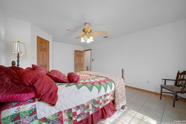 14053 Huber, Seguin, TX 78155 - bedroom featuring light tile patterned flooring, baseboards, and a ceiling fan