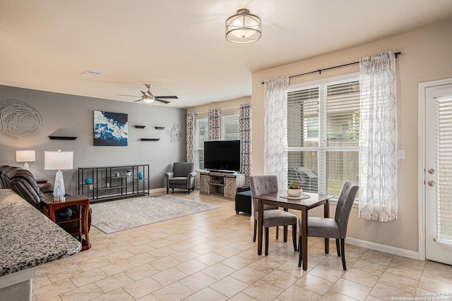 2196 New Castle, New Braunfels, TX 78130 - dining room with ceiling fan and baseboards