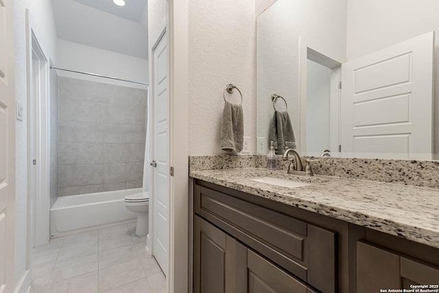 17703 San Felipe Bay, San Antonio, TX 78255 - full bath with vanity, tile patterned flooring, toilet, and shower / washtub combination