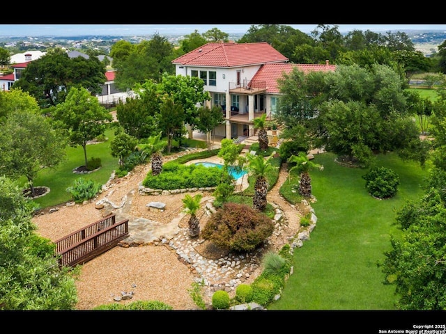1280 Mystic Pkwy, Spring Branch, TX 78070 - aerial view of property and surrounding area with a pool