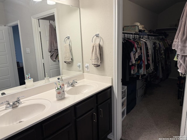 6874 Comanche Cougar, San Antonio, TX 78233 - bathroom featuring double vanity and a walk in closet