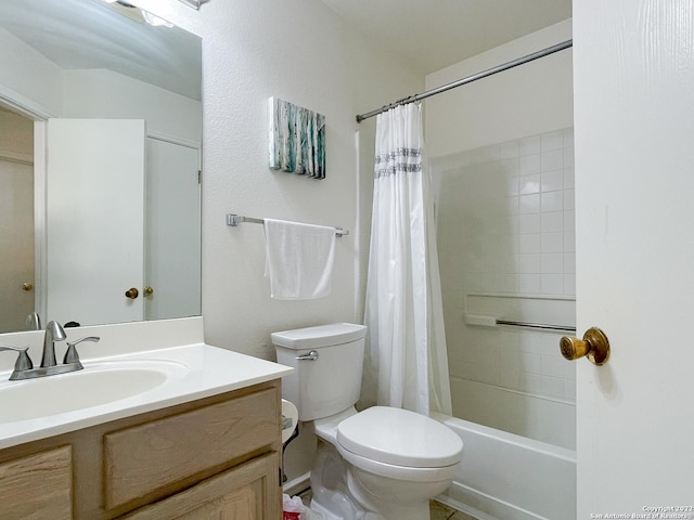 11427 Baltic Dr, San Antonio, TX 78213 - bathroom featuring vanity, toilet, and shower / bath combination with curtain