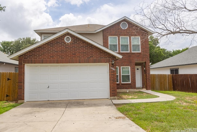 13043 Woller Crk, San Antonio, TX 78249 - traditional home featuring brick siding, driveway, and an attached garage