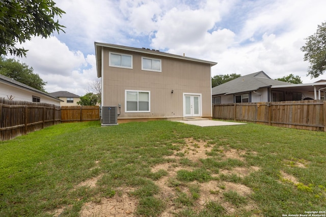 13043 Woller Crk, San Antonio, TX 78249 - rear view of property featuring french doors, a patio area, and central air condition unit