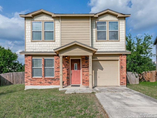 4622 Stallion Cv, San Antonio, TX 78244 - view of front of property featuring brick siding, an attached garage, and concrete driveway