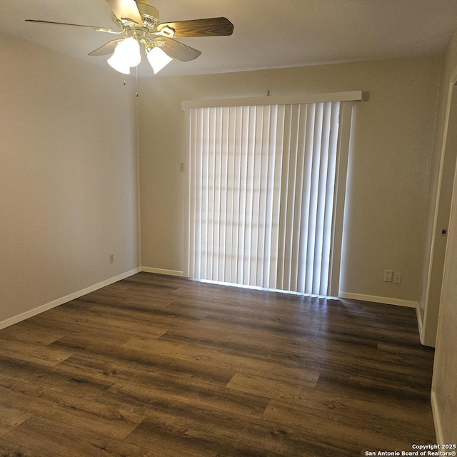 2915 Eisenhauer, San Antonio, TX 78209 - empty room featuring dark wood-type flooring, a ceiling fan, and baseboards