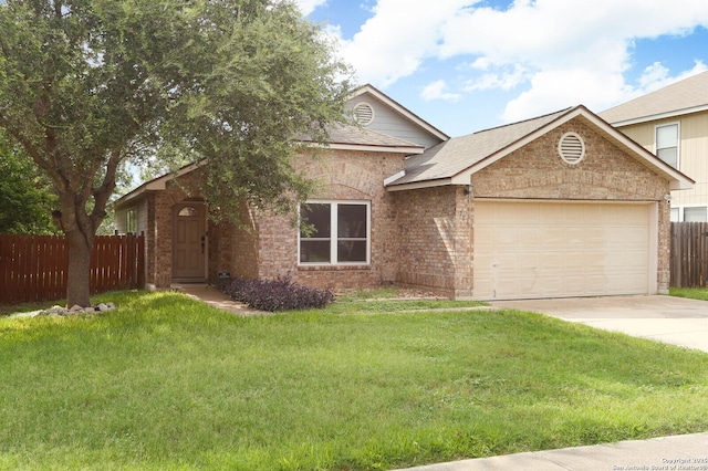 7831 Bypass, San Antonio, TX 78244 - view of front of home with a garage, concrete driveway, brick siding, and roof with shingles