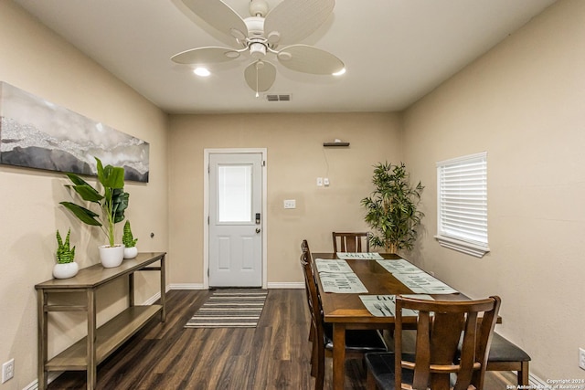 1202 N Center, San Antonio, TX 78202 - dining space with wood finished floors, a ceiling fan, and baseboards