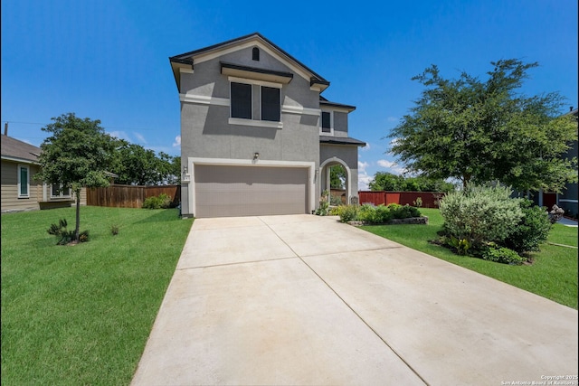 5245 Nature Path, Schertz, TX 78154 - view of front of house with stucco siding, a garage, and concrete driveway