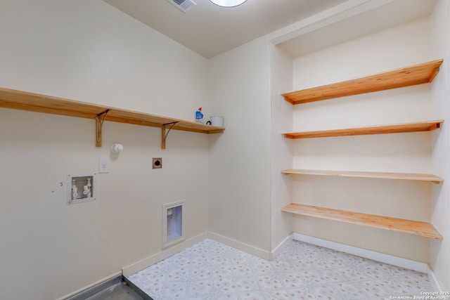 5245 Nature Path, Schertz, TX 78154 - washroom featuring hookup for an electric dryer, hookup for a washing machine, baseboards, and tile patterned floors