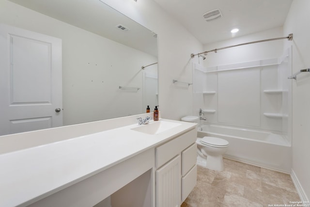 5245 Nature Path, Schertz, TX 78154 - full bath with toilet, vanity, shower / washtub combination, baseboards, and recessed lighting