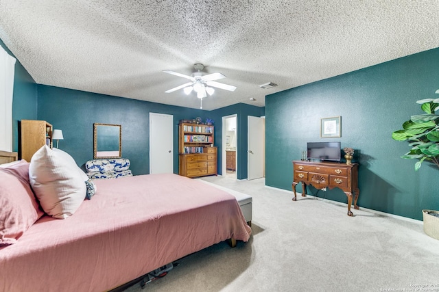 9515 Wicklow, San Antonio, TX 78250 - carpeted bedroom featuring a ceiling fan, a textured ceiling, and baseboards