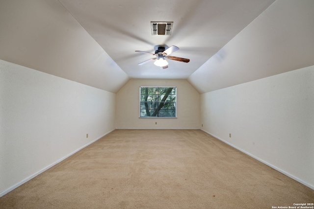 2822 Low Oak, San Antonio, TX 78232 - bonus room featuring light carpet, a ceiling fan, lofted ceiling, and baseboards