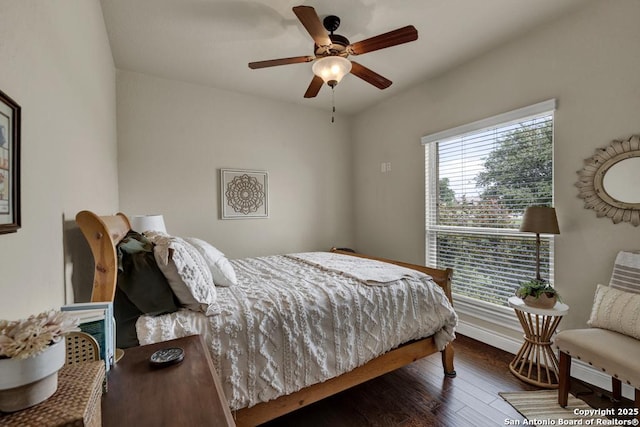 108 Westfield Ln, Vernia, TX 78121 - bedroom featuring wood finished floors, baseboards, and ceiling fan