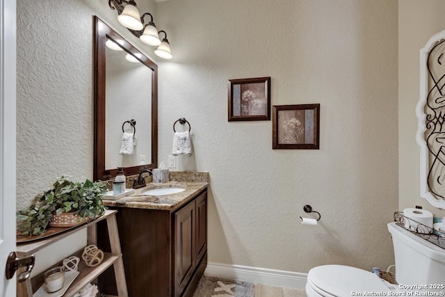108 Westfield Ln, Vernia, TX 78121 - half bathroom with toilet, vanity, and baseboards
