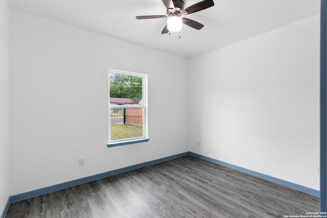241 Hawthorne, San Antonio, TX 78214 - empty room with wood finished floors, baseboards, and a ceiling fan