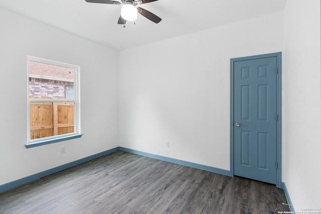 241 Hawthorne, San Antonio, TX 78214 - empty room featuring wood finished floors, ceiling fan, and baseboards