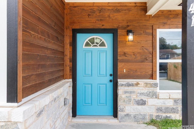 241 Hawthorne, San Antonio, TX 78214 - doorway to property with stone siding