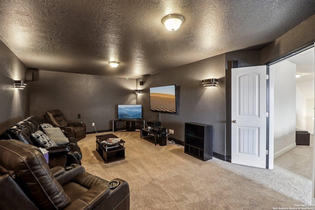 5903 Carriage Cpe, San Antonio, TX 78261 - cinema room featuring a textured wall, carpet, a textured ceiling, and baseboards