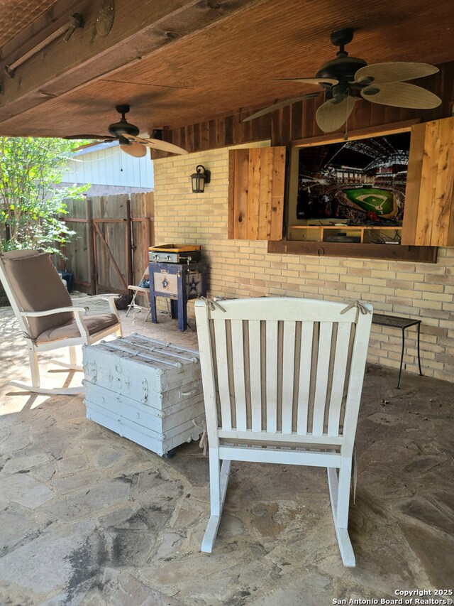 117 Larkspur, Uvalde, TX 78801 - view of patio with a ceiling fan and a grill