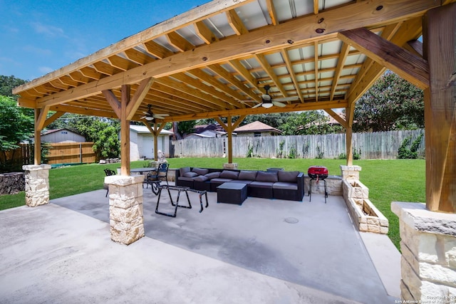 713 Fawndale, Windcrest, TX 78239 - view of patio / terrace featuring ceiling fan and outdoor lounge area