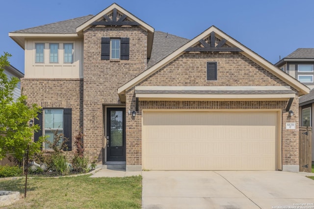 8639 Hedford, San Antonio, TX 78254 - craftsman-style home featuring brick siding, driveway, roof with shingles, and a garage