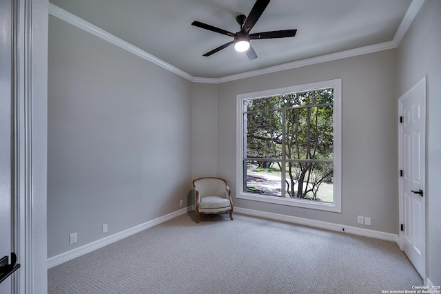 112 Legend Holw, Boerne, TX 78006 - empty room with carpet floors, ceiling fan, baseboards, and crown molding