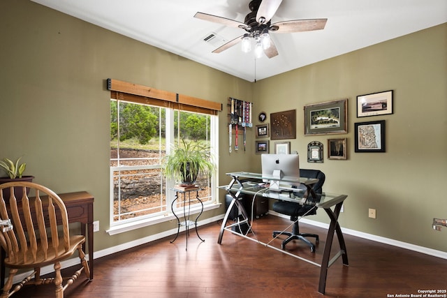 212 Vista Vw, Spring Branch, TX 78070 - office space with wood finished floors, baseboards, and ceiling fan