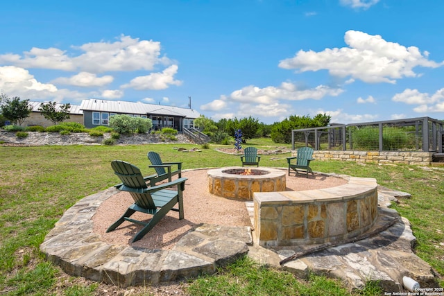 212 Vista Vw, Spring Branch, TX 78070 - view of patio / terrace featuring an outdoor fire pit