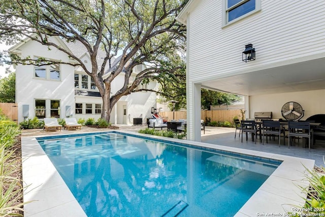 264 E Lullwood, San Antonio, TX 78212 - view of pool featuring a patio, outdoor dining area, and an outdoor hangout area