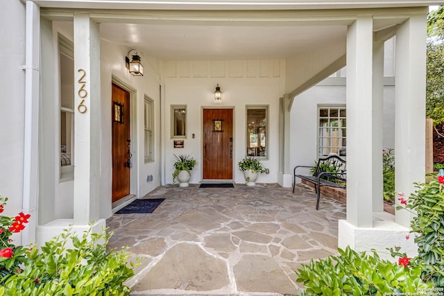 264 E Lullwood, San Antonio, TX 78212 - doorway to property featuring a porch