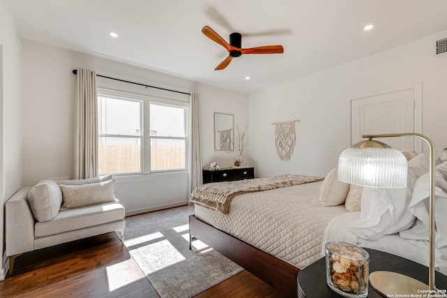 264 E Lullwood, San Antonio, TX 78212 - bedroom with wood finished floors, recessed lighting, and ceiling fan