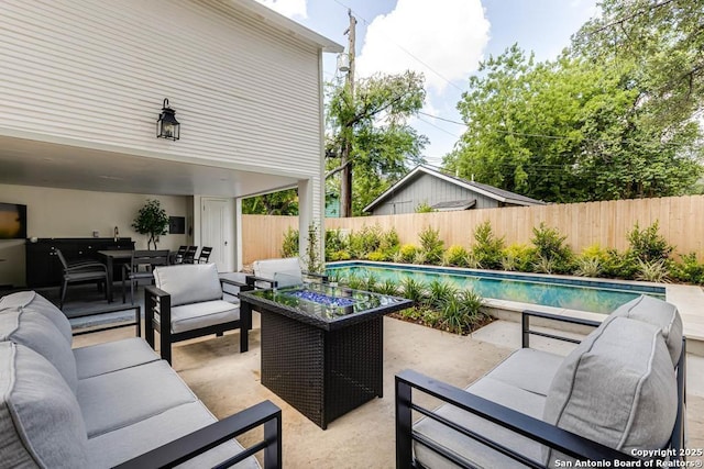 264 E Lullwood, San Antonio, TX 78212 - fenced backyard featuring outdoor lounge area, a patio area, and outdoor dining area