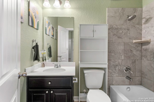 8339 Percheron Pass, San Antonio, TX 78254 - full bath with toilet, vanity, bathing tub / shower combination, and a textured wall