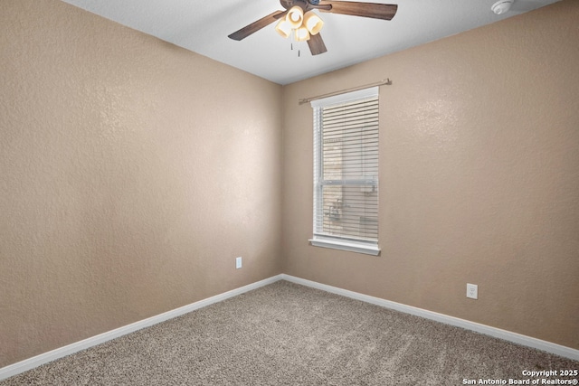 8339 Percheron Pass, San Antonio, TX 78254 - spare room with ceiling fan, carpet, baseboards, and a textured wall