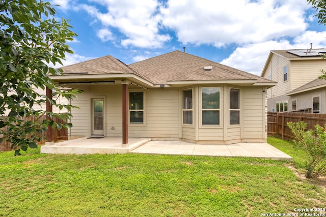 8339 Percheron Pass, San Antonio, TX 78254 - rear view of house with a patio and a shingled roof
