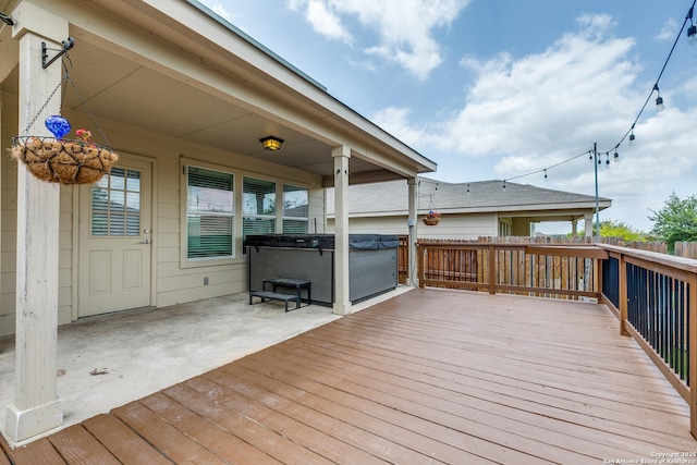 10907 Shoo Fly, San Antonio, TX 78245 - wooden terrace featuring a hot tub and a patio