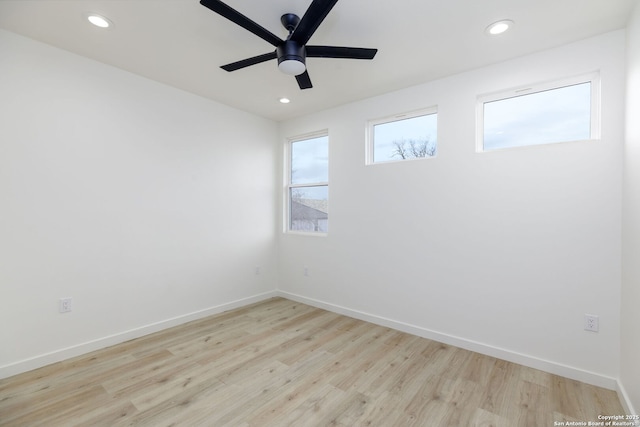 310 S Mesquite St Unit 102, San Antonio, TX 78203 - empty room with wood finished floors, a ceiling fan, baseboards, and recessed lighting