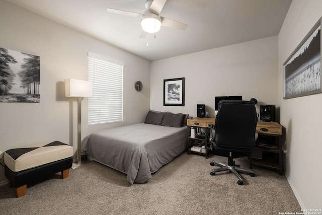 604 Saxon, Seguin, TX 78155 - bedroom featuring carpet, an office area, ceiling fan, and baseboards