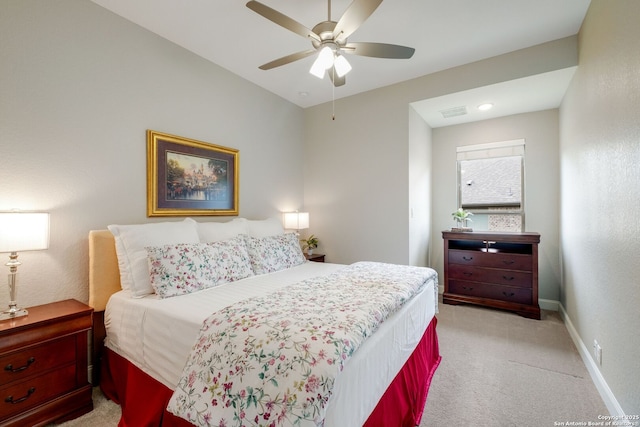 28515 Vogelsdorf, Boerne, TX 78006 - bedroom featuring light colored carpet, baseboards, and ceiling fan