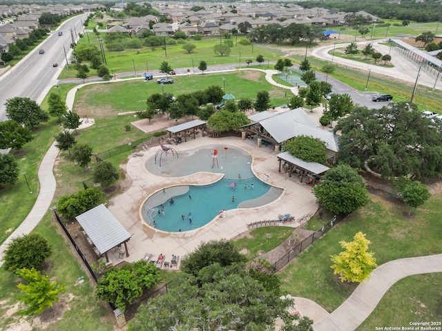 15122 Cinnamon Teal, San Antonio, TX 78253 - aerial perspective of suburban area featuring a pool
