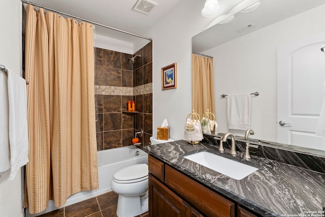 21302 Ronda De Cadiz, San Antonio, TX 78257 - full bathroom with vanity, shower / tub combo, toilet, and tile patterned flooring