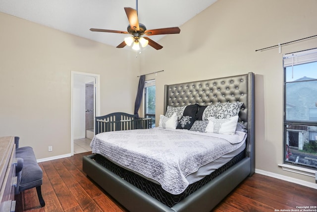 7738 Chambers Rd Unit 1203, San Antonio, TX 78229 - bedroom with hardwood / wood-style floors, baseboards, and a ceiling fan