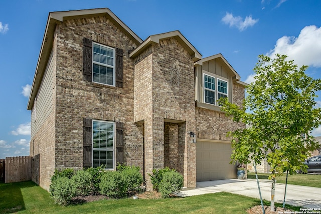 9910 Cowboy Ln, San Antonio, TX 78254 - view of front of property featuring a garage, brick siding, and driveway