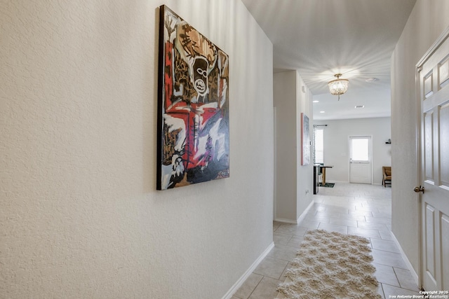 9910 Cowboy Ln, San Antonio, TX 78254 - corridor with light tile patterned floors, baseboards, and recessed lighting