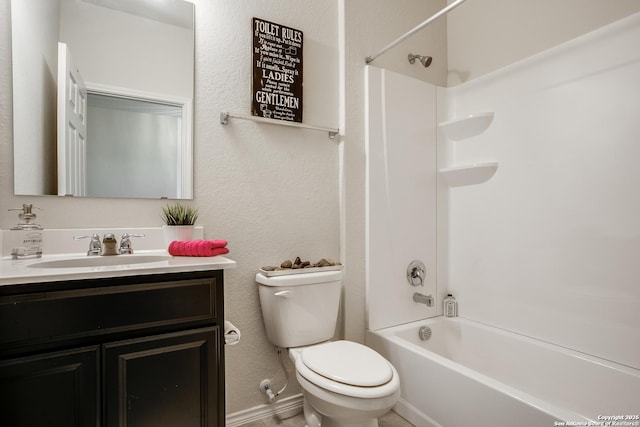9910 Cowboy Ln, San Antonio, TX 78254 - bathroom featuring toilet, vanity, and shower / bathtub combination