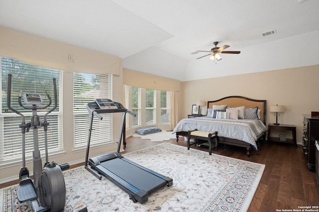 19426 Desert Oak, San Antonio, TX 78258 - bedroom featuring lofted ceiling, wood finished floors, and ceiling fan