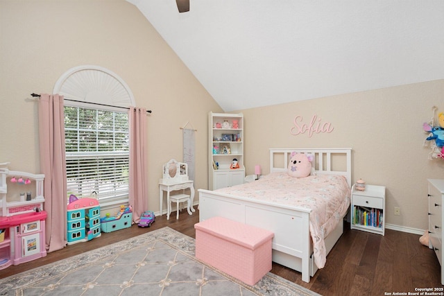 19426 Desert Oak, San Antonio, TX 78258 - bedroom featuring lofted ceiling, wood finished floors, and a ceiling fan
