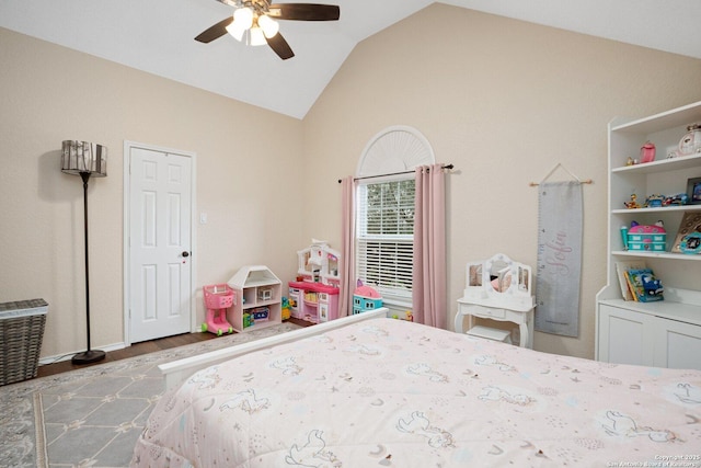 19426 Desert Oak, San Antonio, TX 78258 - bedroom with lofted ceiling, wood finished floors, and ceiling fan